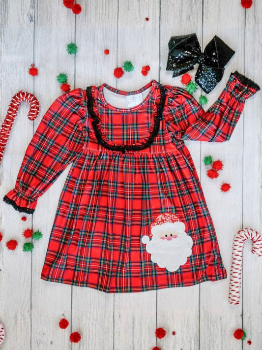 Classic Red Plaid Santa Dress - Alternative view