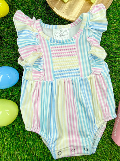 Classic Stripes Girls Infant Romper by the hair bow company