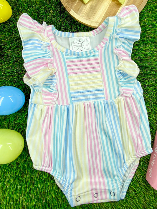 Classic Stripes Girls Infant Romper by the hair bow company