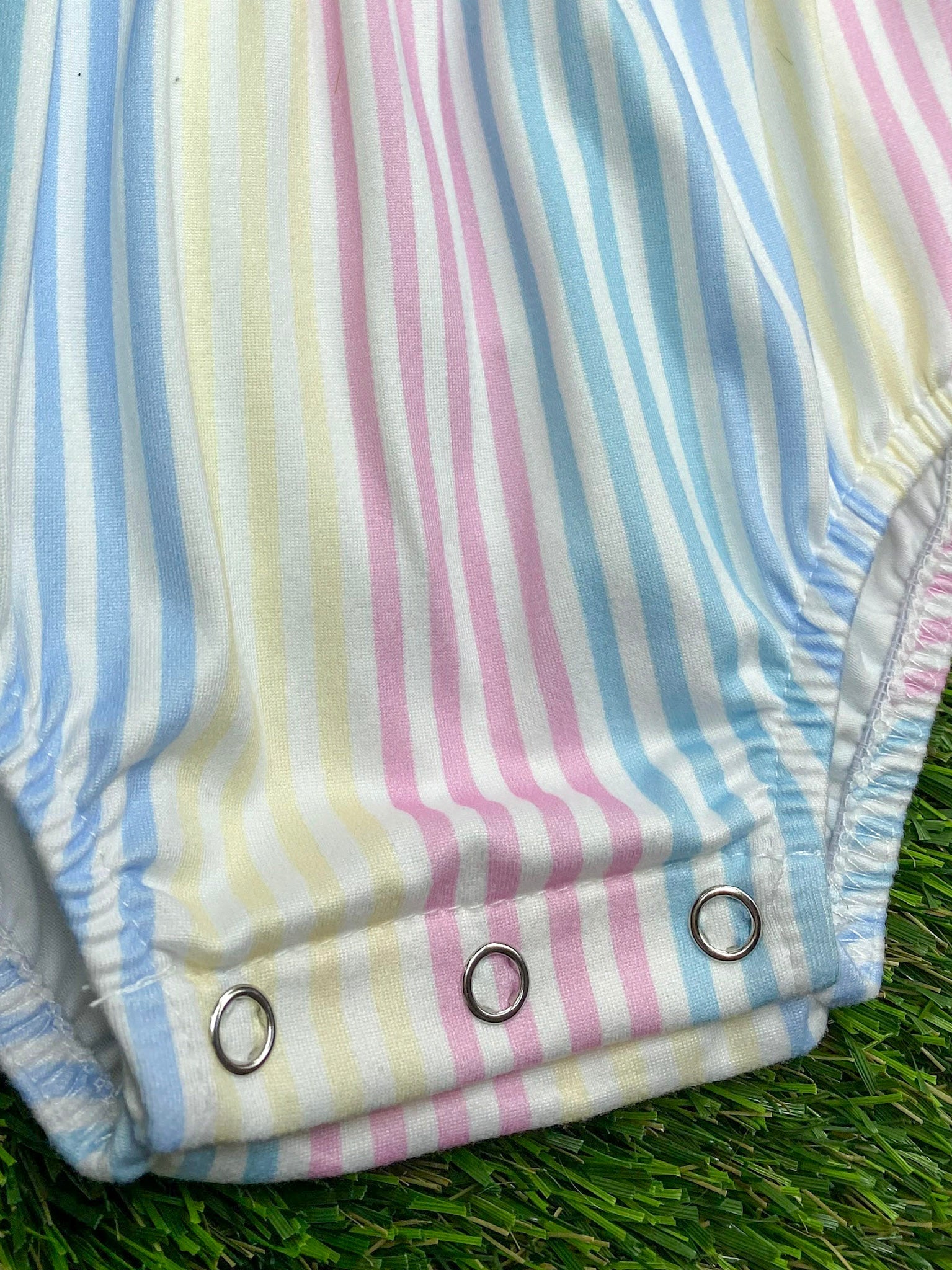 snap closure on Classic Stripes Girls Infant Romper