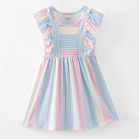 Candy Stripes Apron Dress girls boutique outfit set from The Hair Bow Company - Alternative view