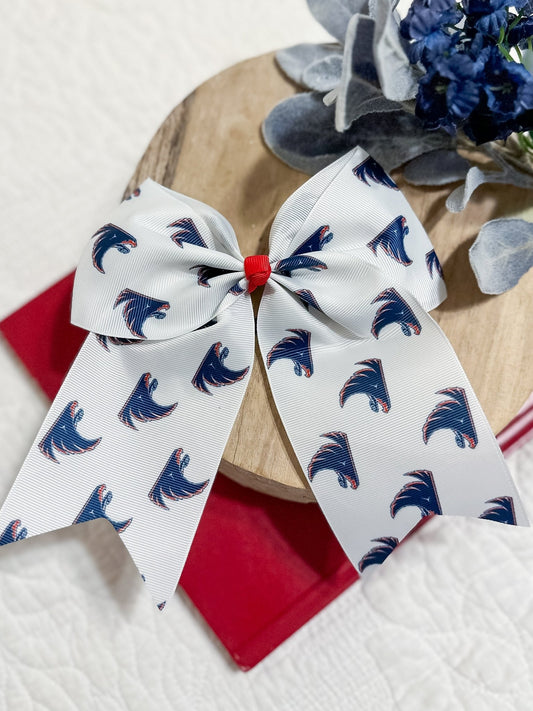 Clear Lake Falcons cheer bow on a Pony-O hair tie