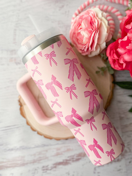 40 oz tumbler with coquette bows