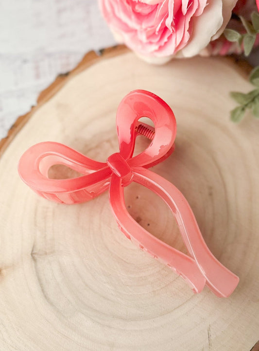 Pink coquette bow claw clip