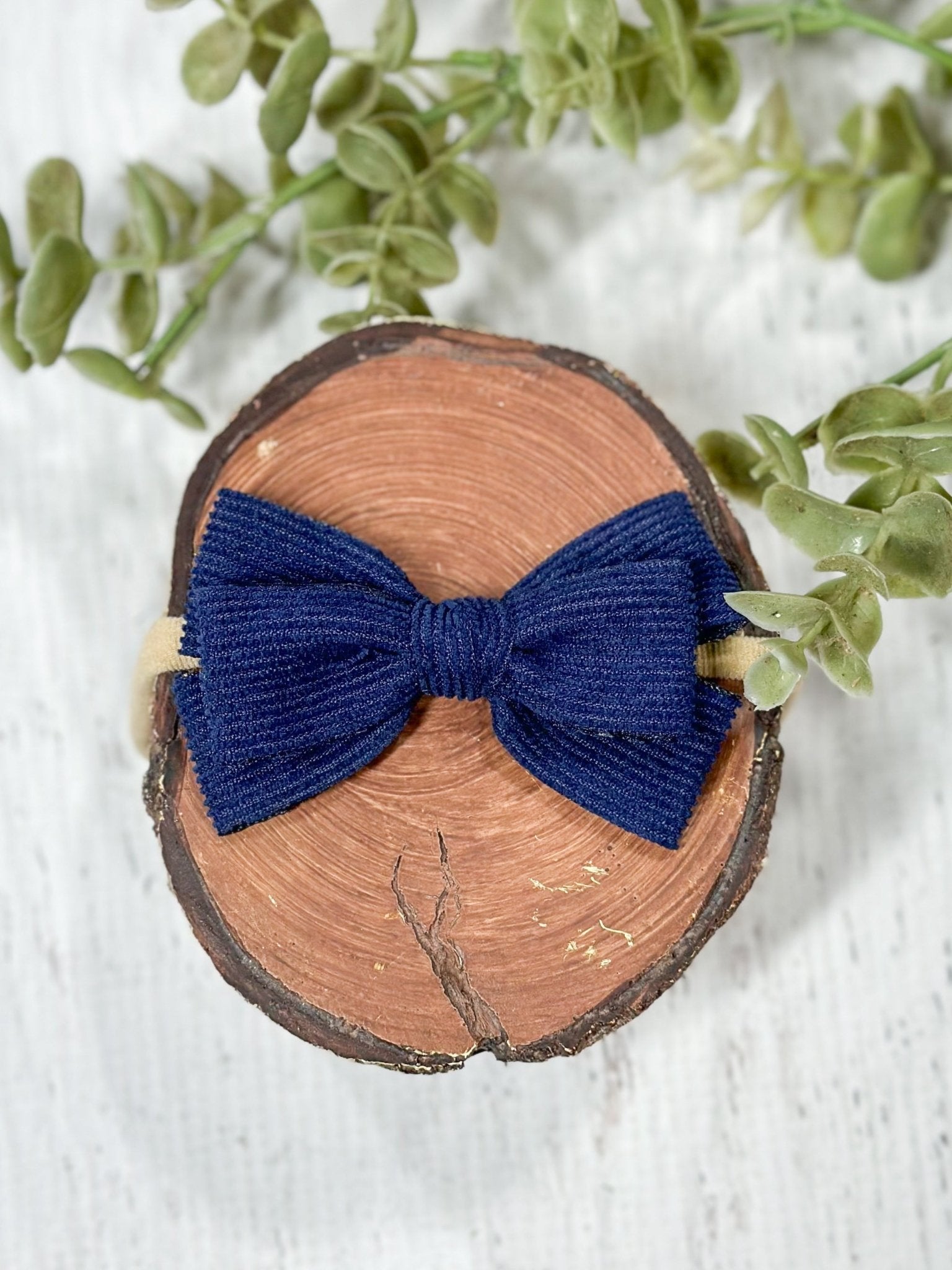 navy corduroy bow headband