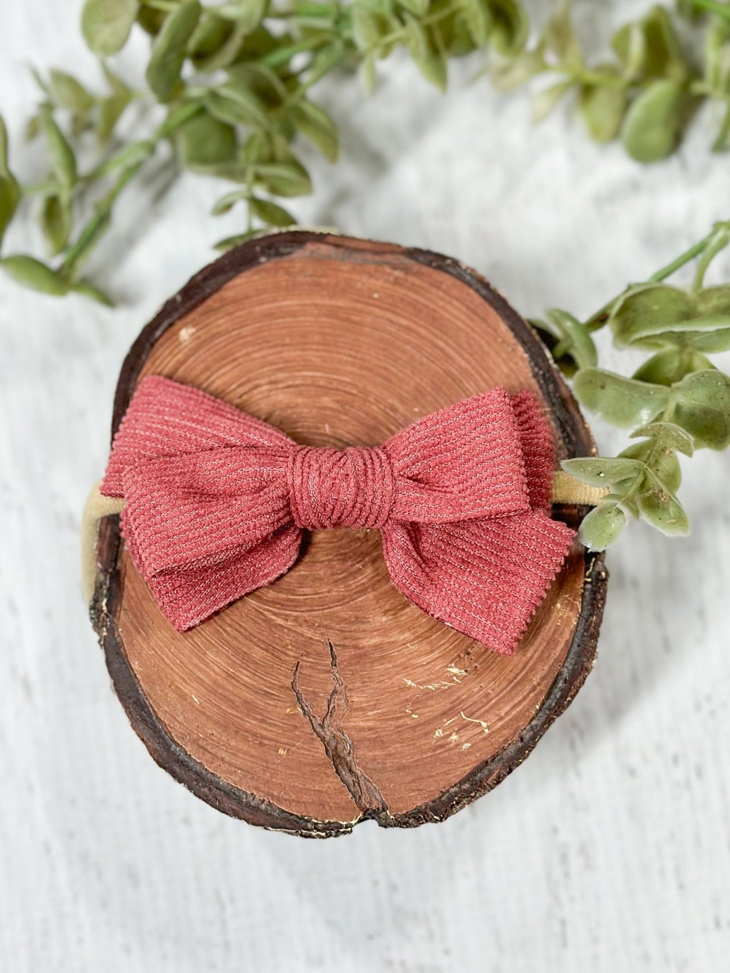 dusty rose corduroy bow headband
