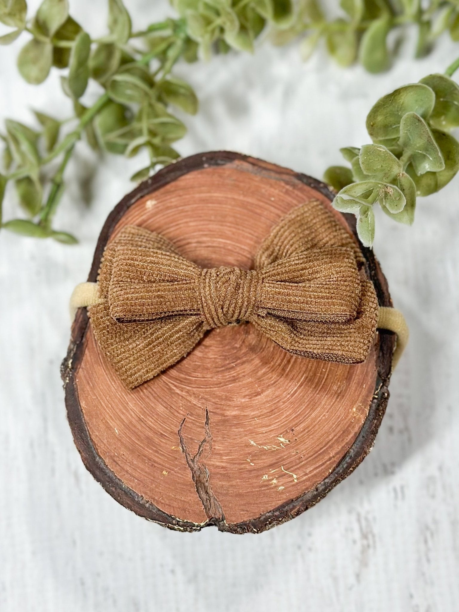 chocolate corduroy bow headband