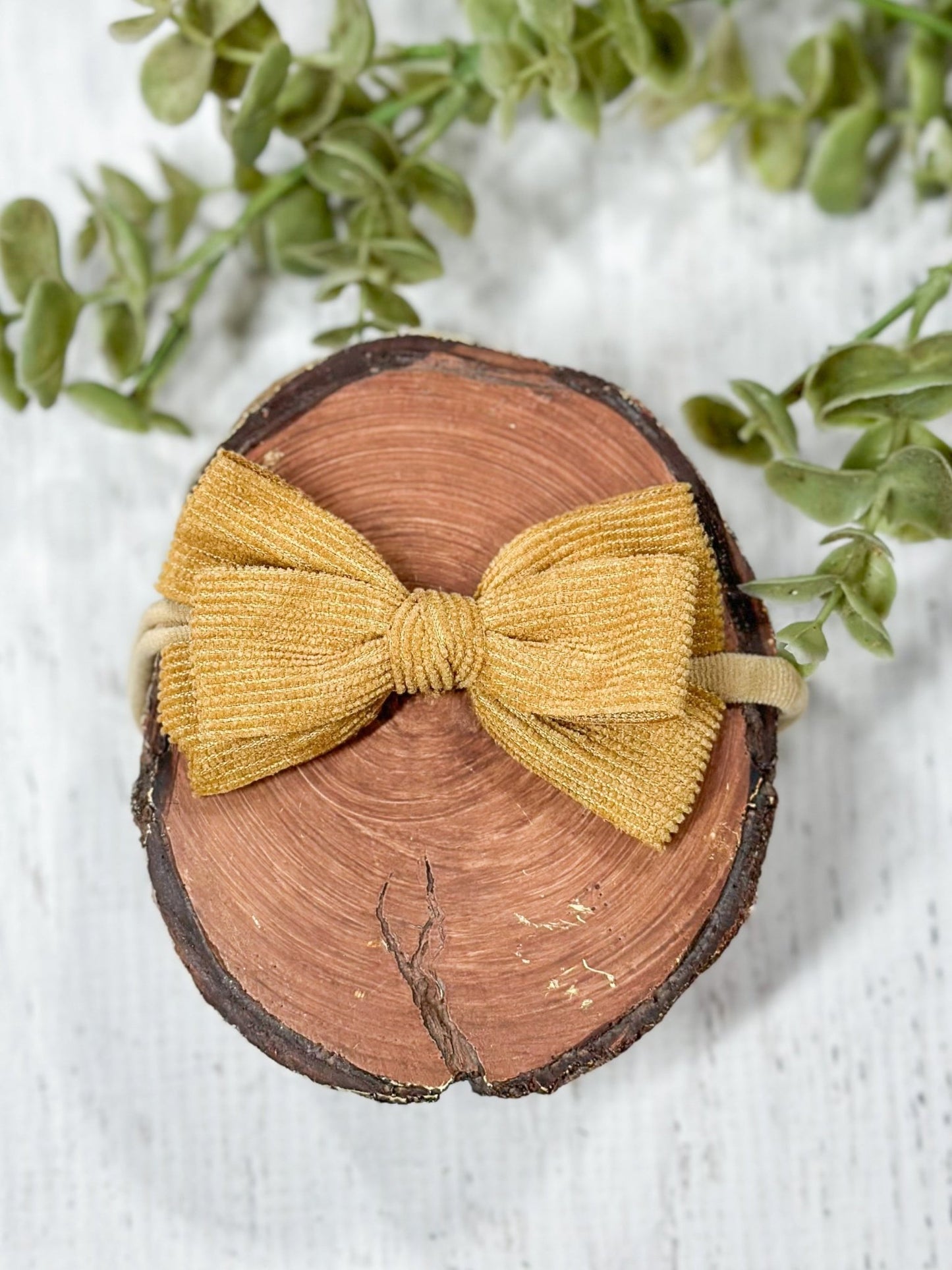 mustard corduroy bow headband