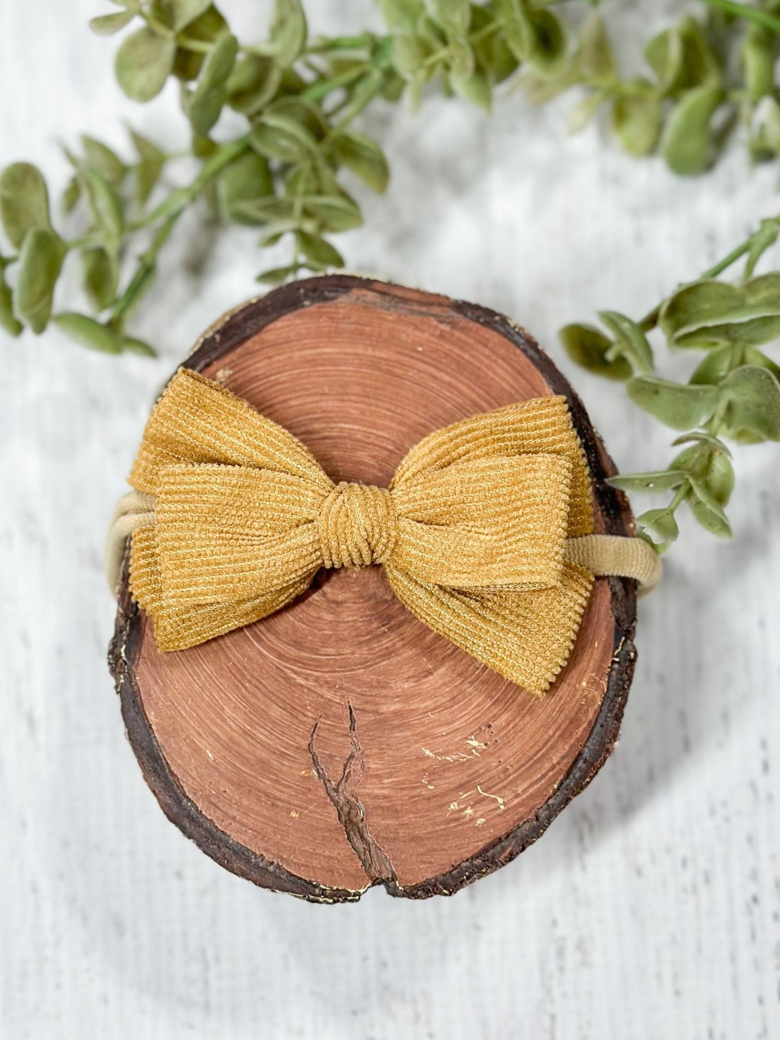 mustard corduroy bow headband