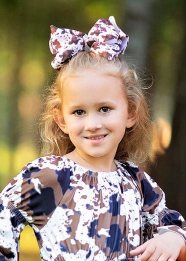 Cowhide print rhinestone center hair bow - Alternative view