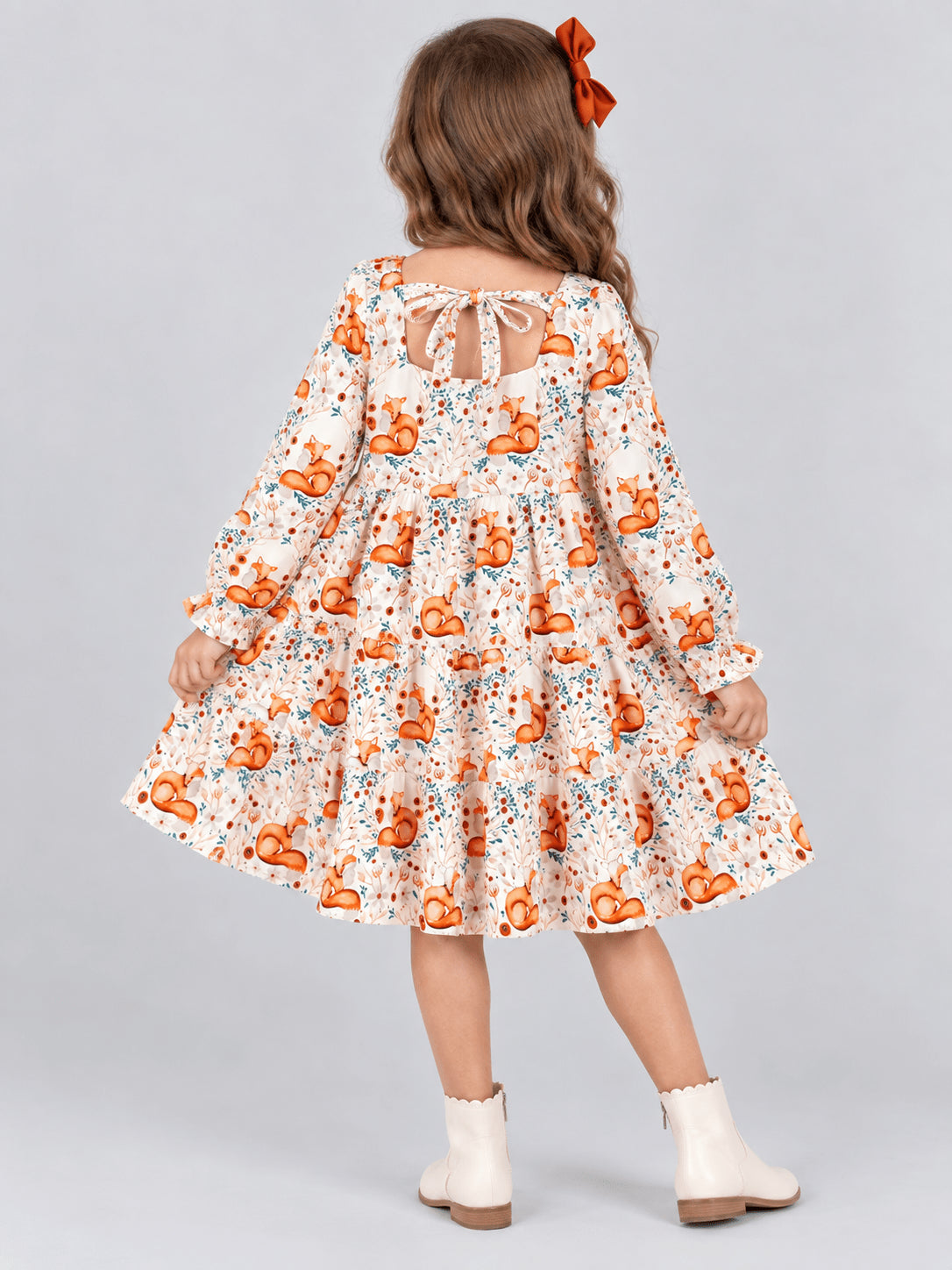Cozy Woodland fox twirl dress