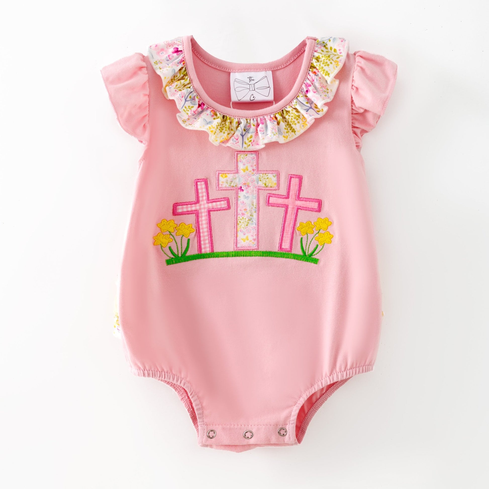 Cross Appliqué Easter Girls Infant Romper