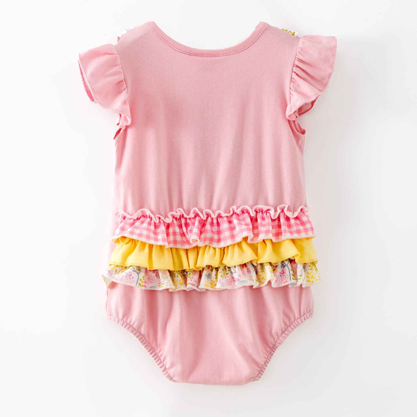 Cross Appliqué Easter Girls Infant Romper back ruffles