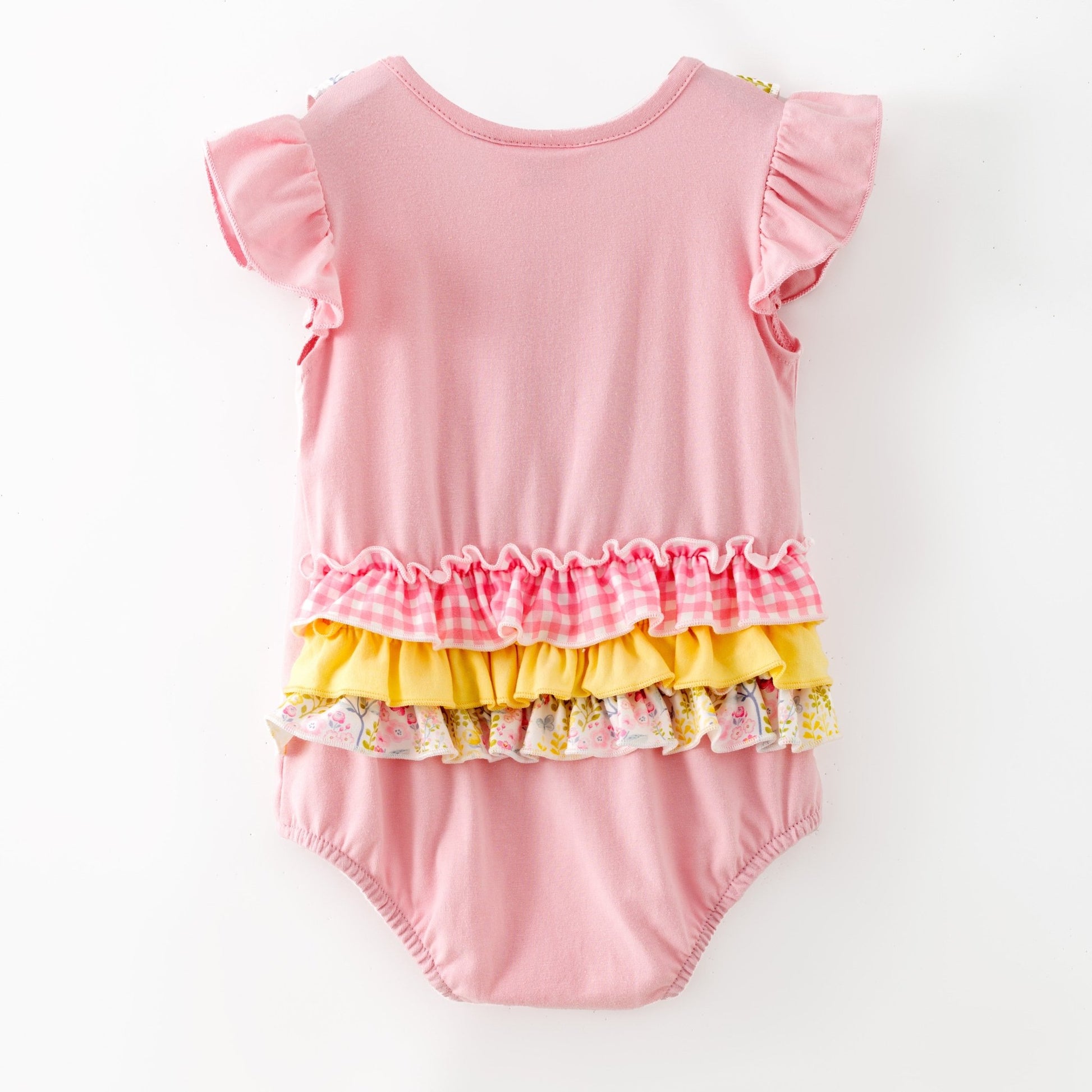 Cross Appliqué Easter Girls Infant Romper back ruffles