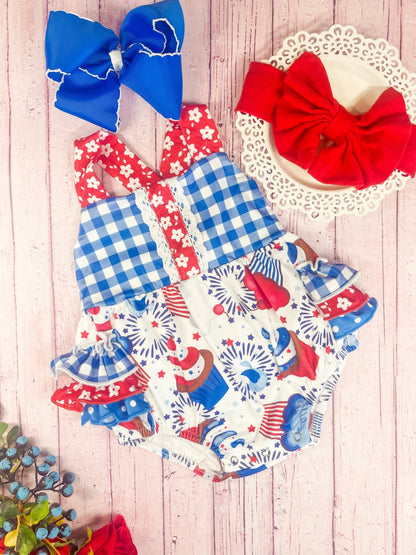 cupcake and firework romper