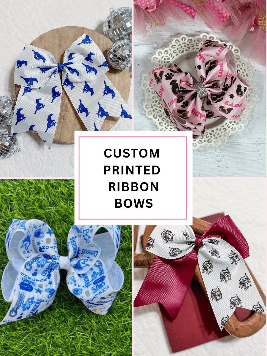 Custom printed ribbon hair bows