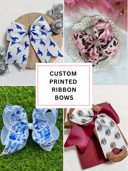 Custom printed ribbon hair bows
