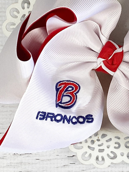 Close up Double Layer Bay Area Broncos Hair Bow