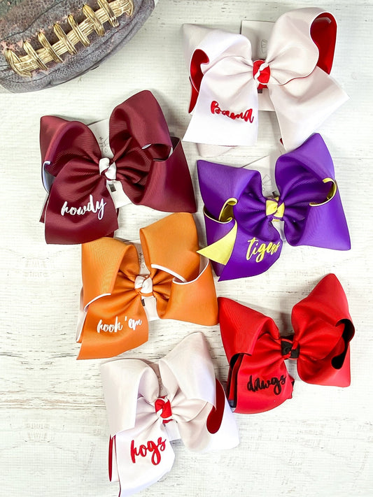 Double layer big school spirit hair bows in assorted team styles