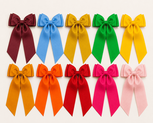 Double Looped Long Tail Boutique Hair Bow | Girls Grosgrain Hair Bow - Alternative view