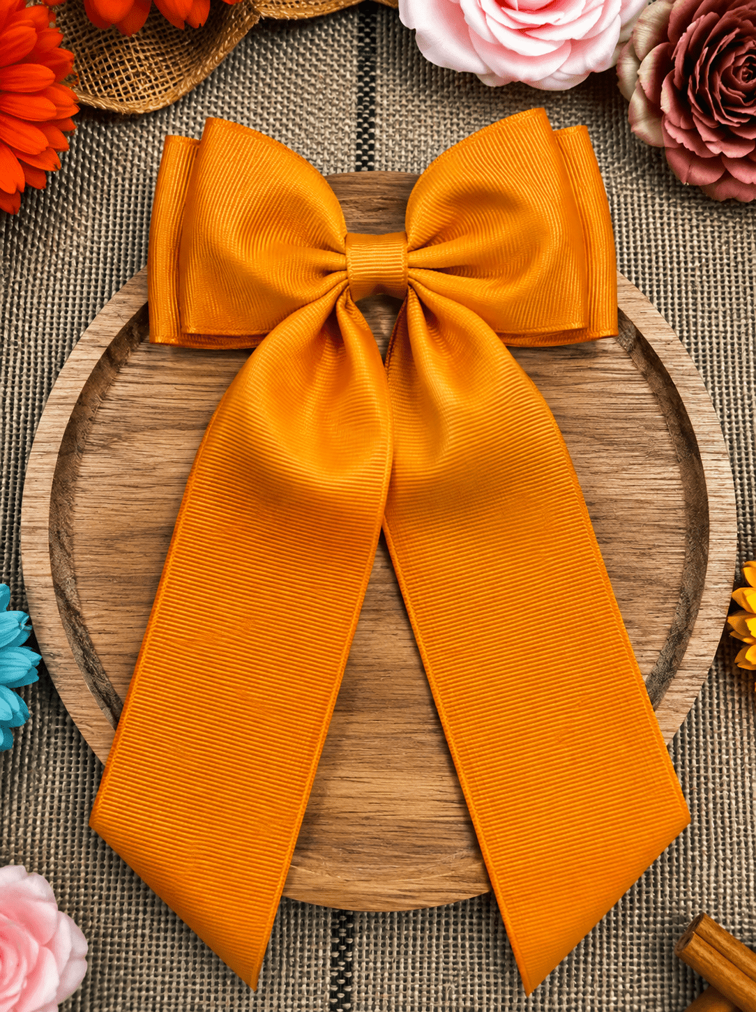 Double Looped Long Tail Boutique Hair Bow | Girls Grosgrain Hair Bow