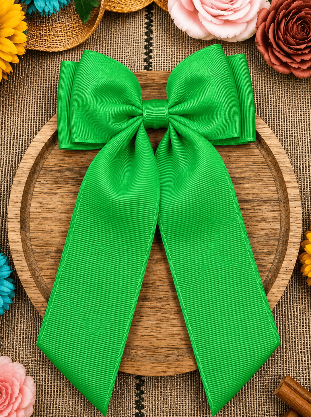 Double Looped Long Tail Boutique Hair Bow | Girls Grosgrain Hair Bow