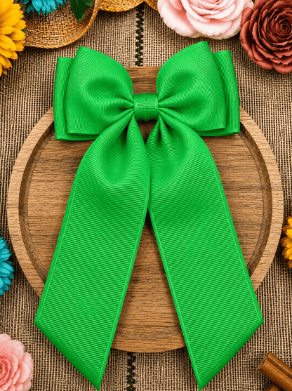Double Looped Long Tail Boutique Hair Bow | Girls Grosgrain Hair Bow