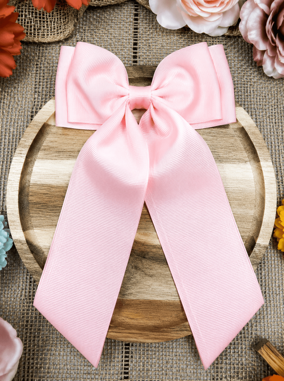 Double Looped Long Tail Boutique Hair Bow | Girls Grosgrain Hair Bow
