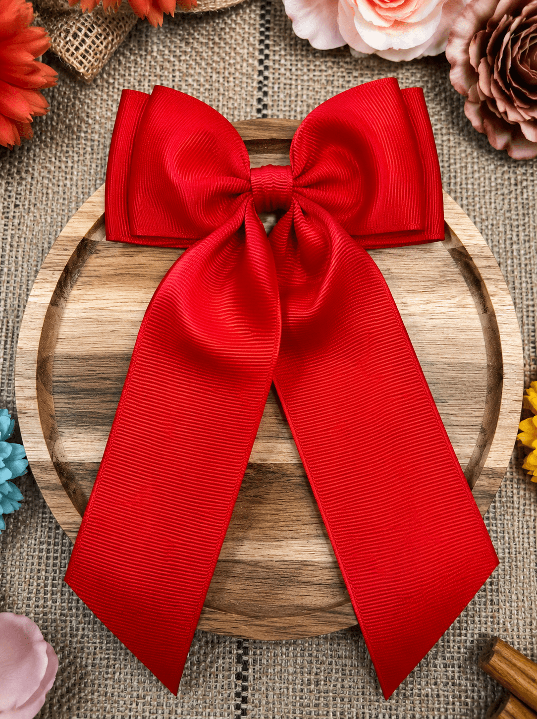 Double Looped Long Tail Boutique Hair Bow | Girls Grosgrain Hair Bow
