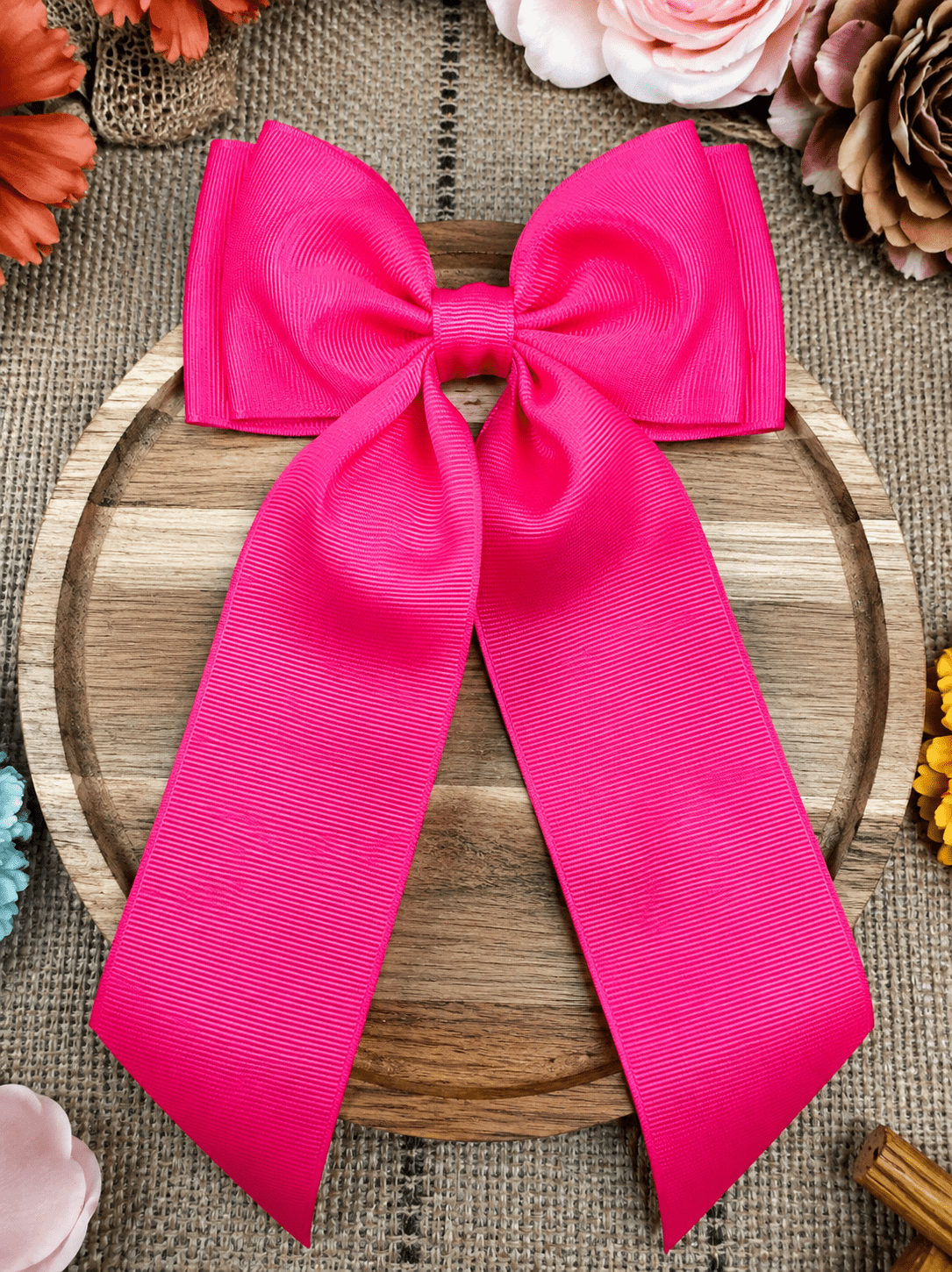 Double Looped Long Tail Boutique Hair Bow | Girls Grosgrain Hair Bow