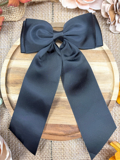 Double Looped Long Tail Boutique Hair Bow | Girls Grosgrain Hair Bow