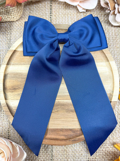 Double Looped Long Tail Boutique Hair Bow | Girls Grosgrain Hair Bow
