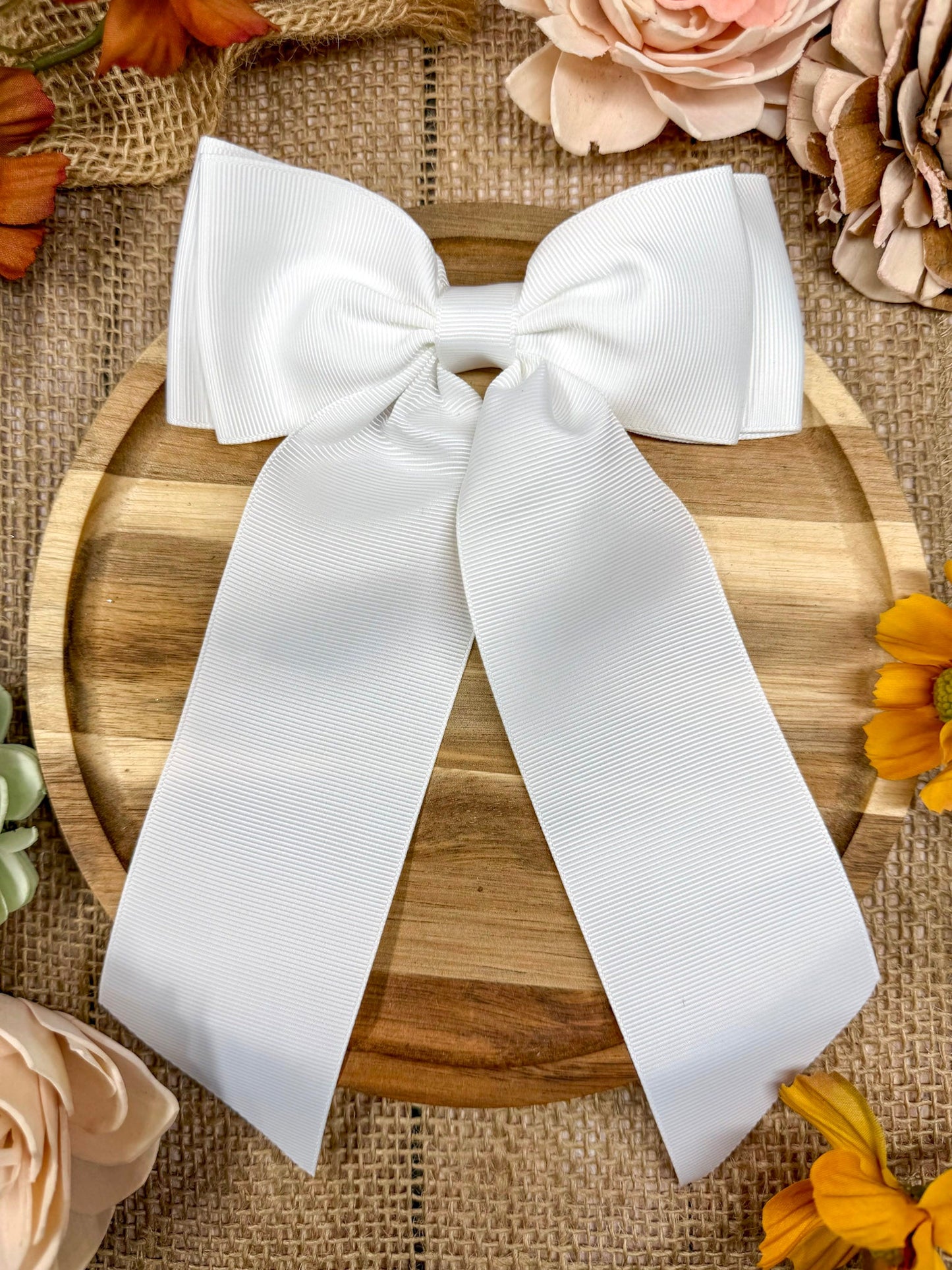 Double Looped Long Tail Boutique Hair Bow | Girls Grosgrain Hair Bow