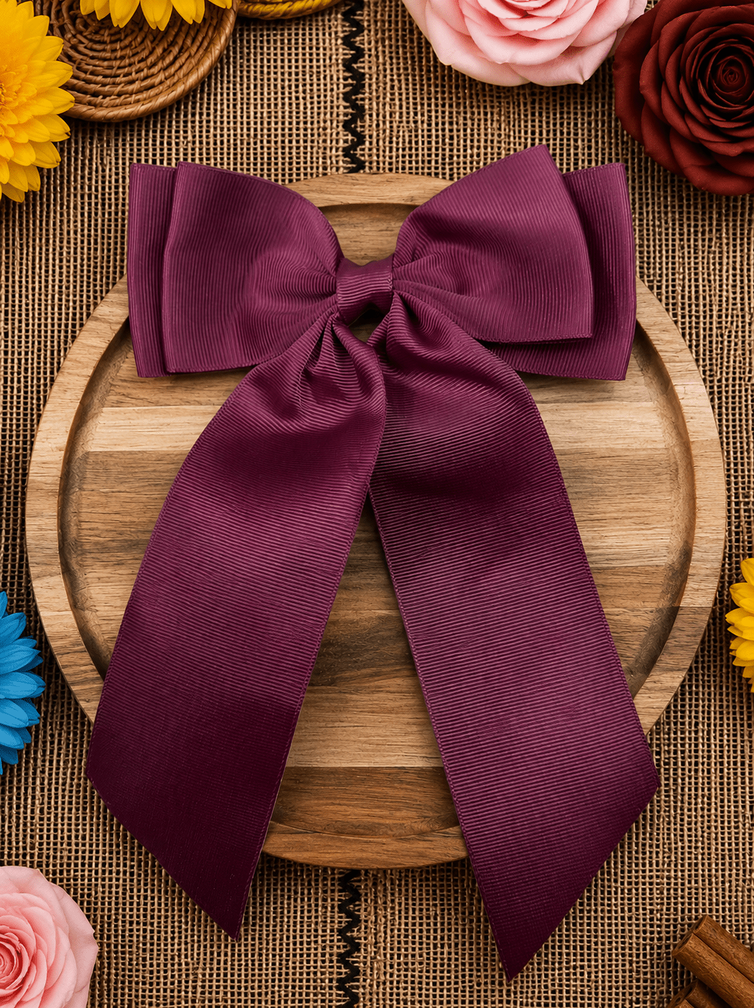 Double Looped Long Tail Boutique Hair Bow | Girls Grosgrain Hair Bow