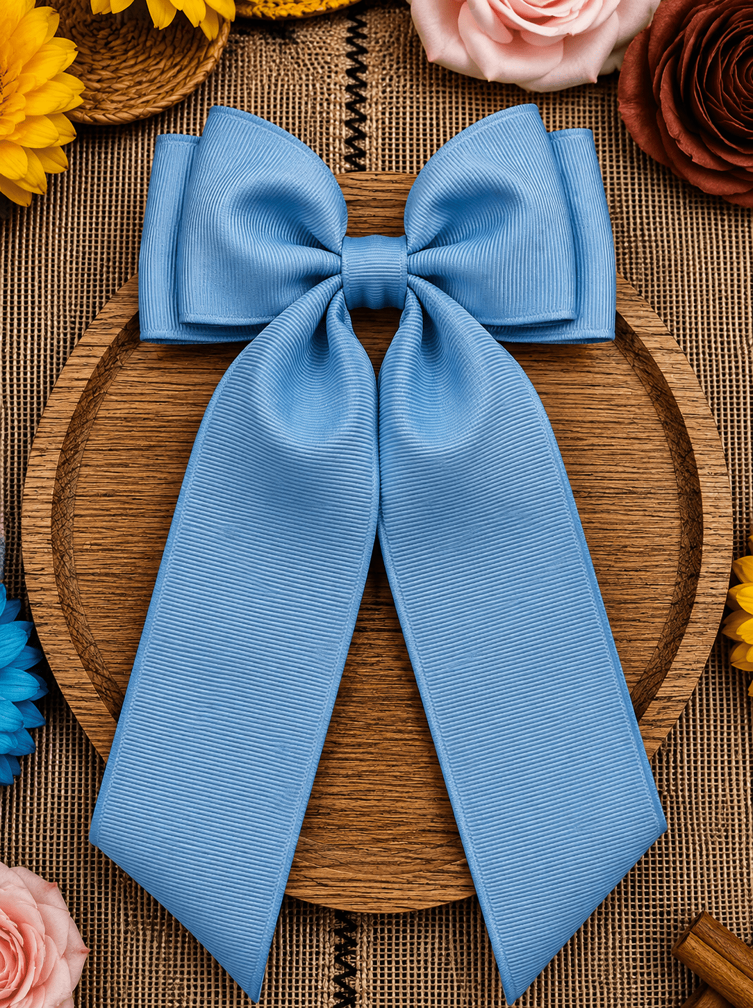 Double Looped Long Tail Boutique Hair Bow | Girls Grosgrain Hair Bow