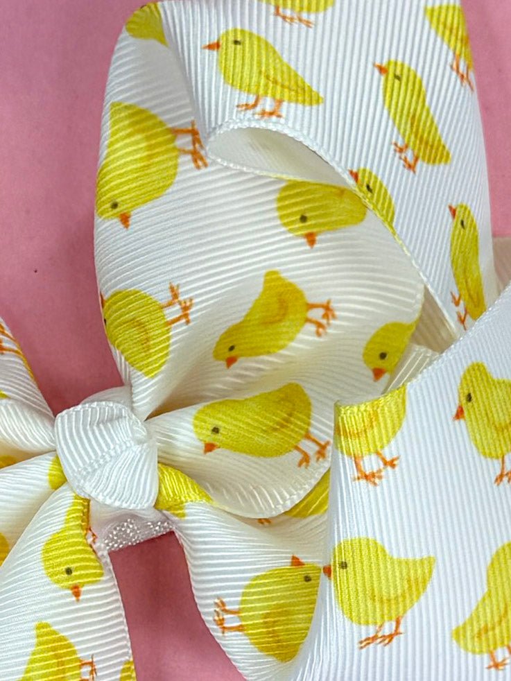 zoomed in print of easter chicks ribbon