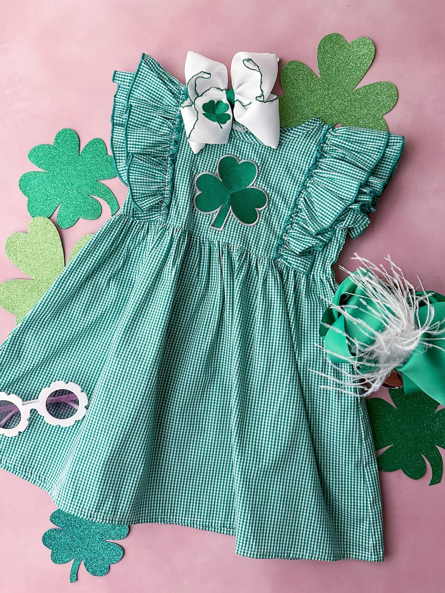 green gingham st patricks day dress from The Hair Bow Company