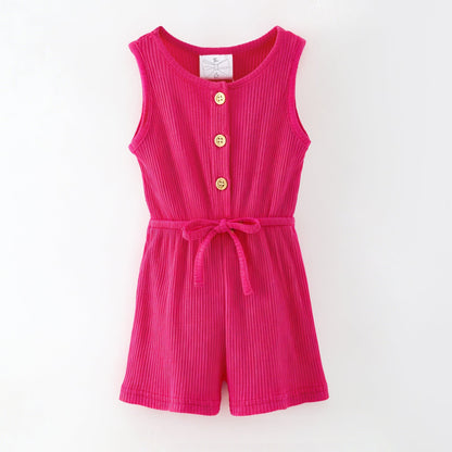 Pink romper with buttons on a white background