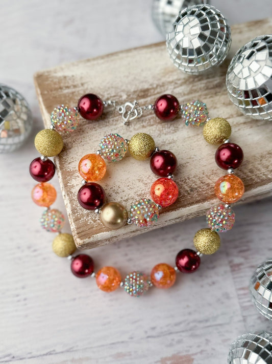 Fall colors bead bracelet with the matching necklace - Alternative view