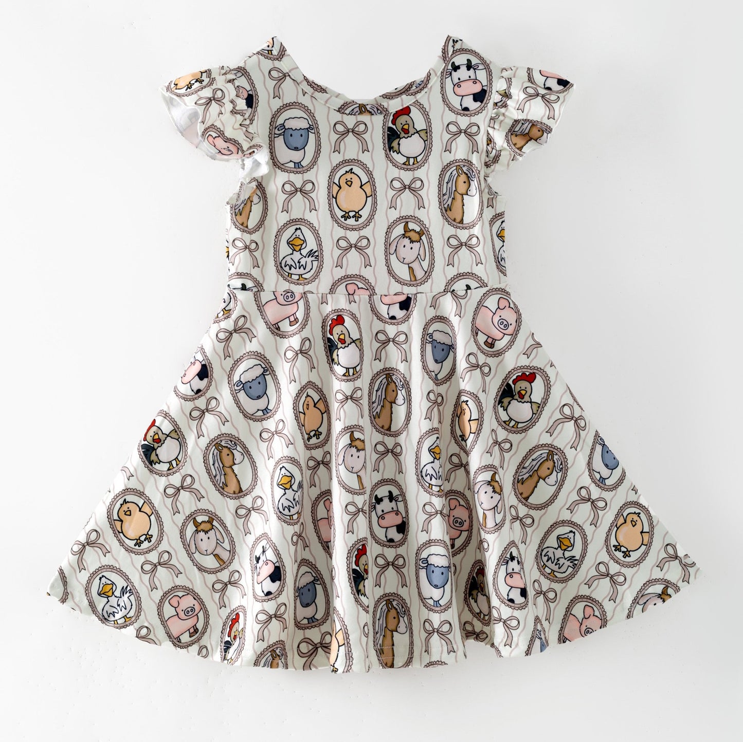 Boutique Girls Farm Animal Dress on a white background