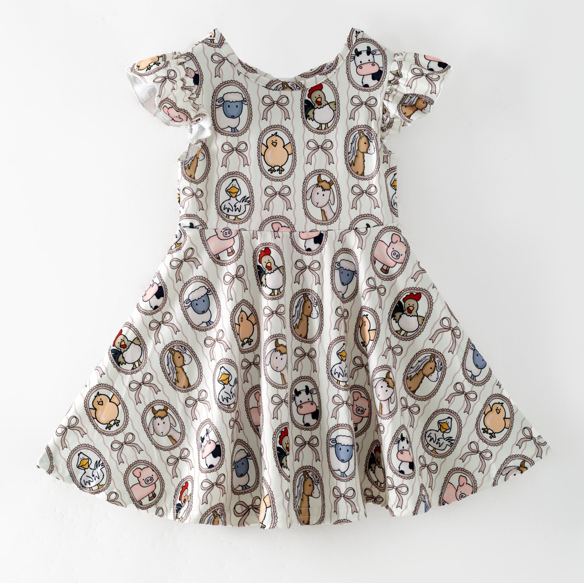 Boutique Girls Farm Animal Dress on a white background