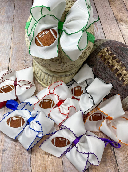 Assortment of Football Embroidered Moonstitch Bow Headbands