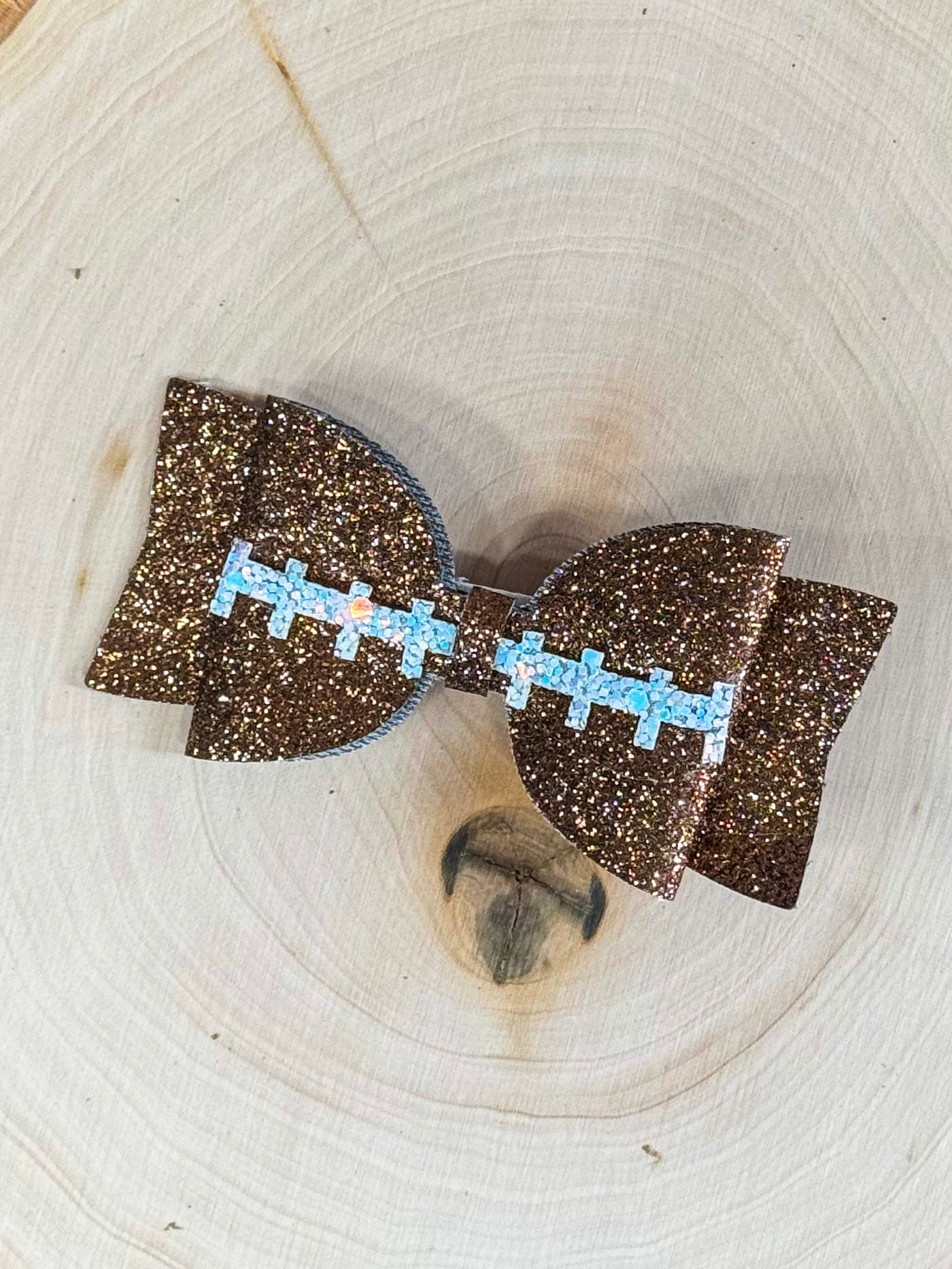 Football Glitter Bow Clippie