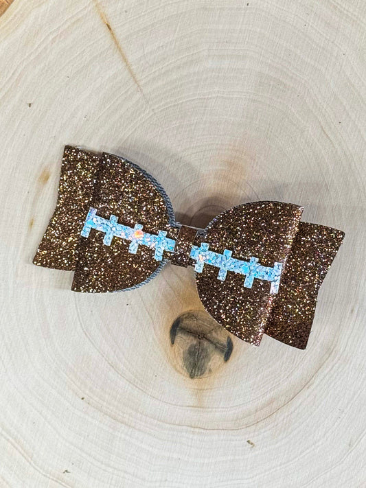 Football glitter bow clippie