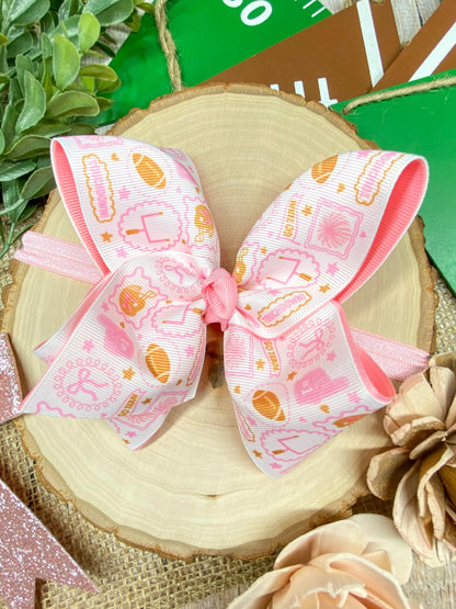 Football Print Pink Double Layer Headband on a wooden background