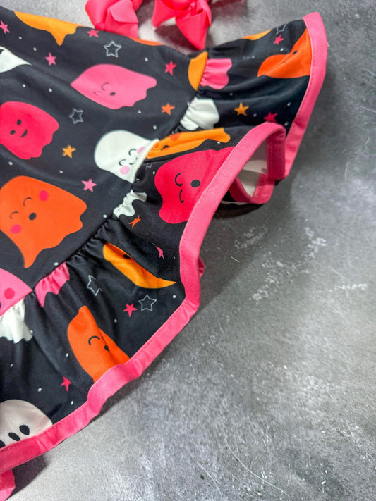 close up of hot pink trim on bottom of the dress - Alternative view