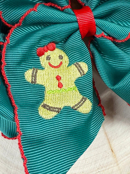 close up of gingerbread embroidery