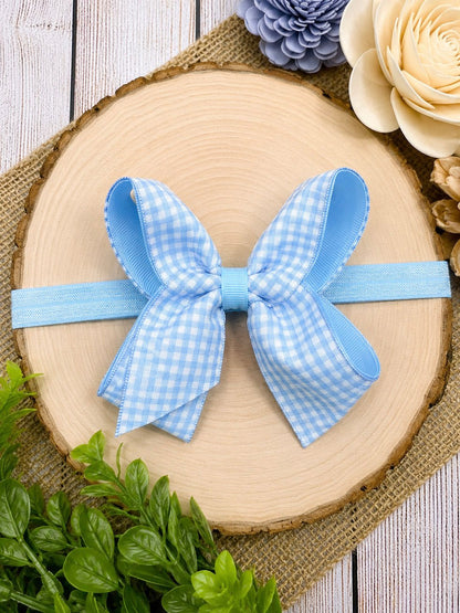 Gingham Classic Boutique Hair Bow | Clip or Headband