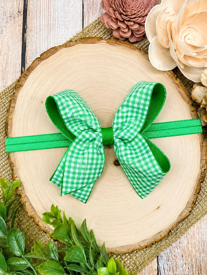 Gingham Classic Boutique Hair Bow | Clip or Headband