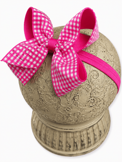 Gingham Classic Boutique Hair Bow | Clip or Headband